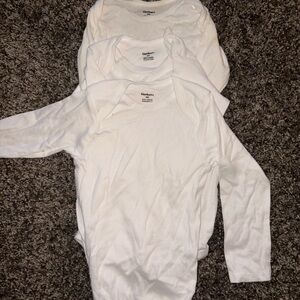 Gerber White Long Sleeve Baby Bodysuit Trio
